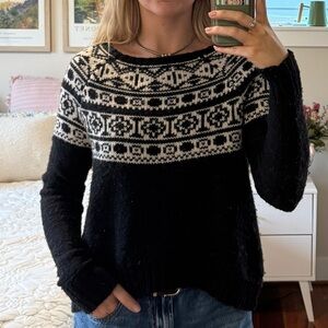 Black Fair Isle Crewneck Sweater